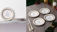 Charlotta Gold Set Holiday Tree Appetizer Plates (Image via Macy's)
